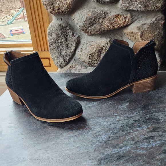 Susina Black/Tan Suede Leather Booties Size 8.5W - Picture 6 of 15